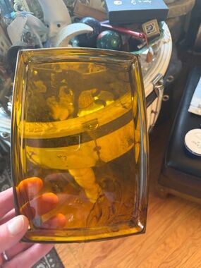 MCM Amber Acrylic Rectangular Vanity Dish-marbleized swirl pattern